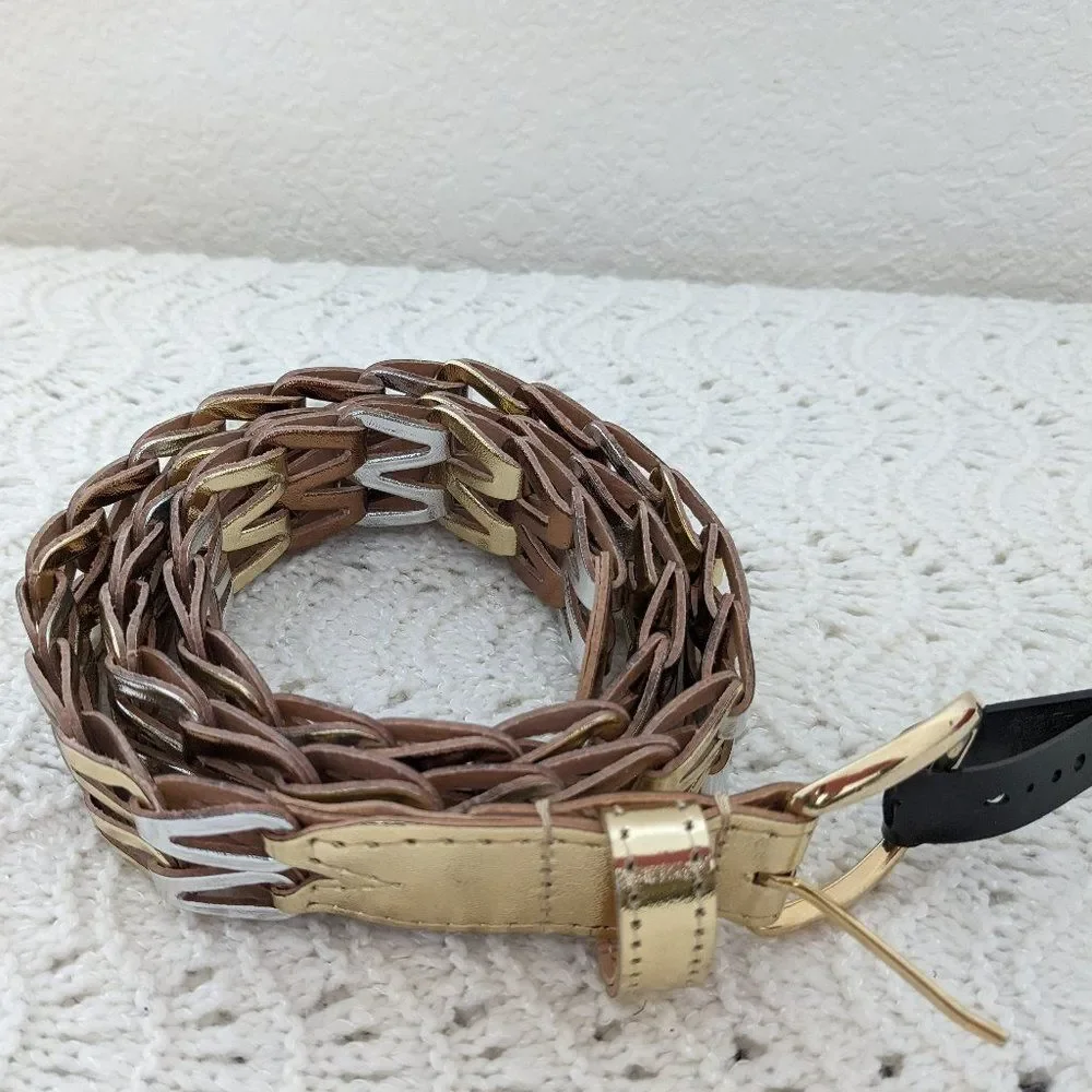 Vintage Nan Lewis, Ribco USA Gold Woven Belt - 39.5